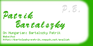 patrik bartalszky business card